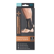 Tommie Copper Sport Compression Ankle Sleeve, Black, Small/Medium, Support Brace, 1 Count per Pack