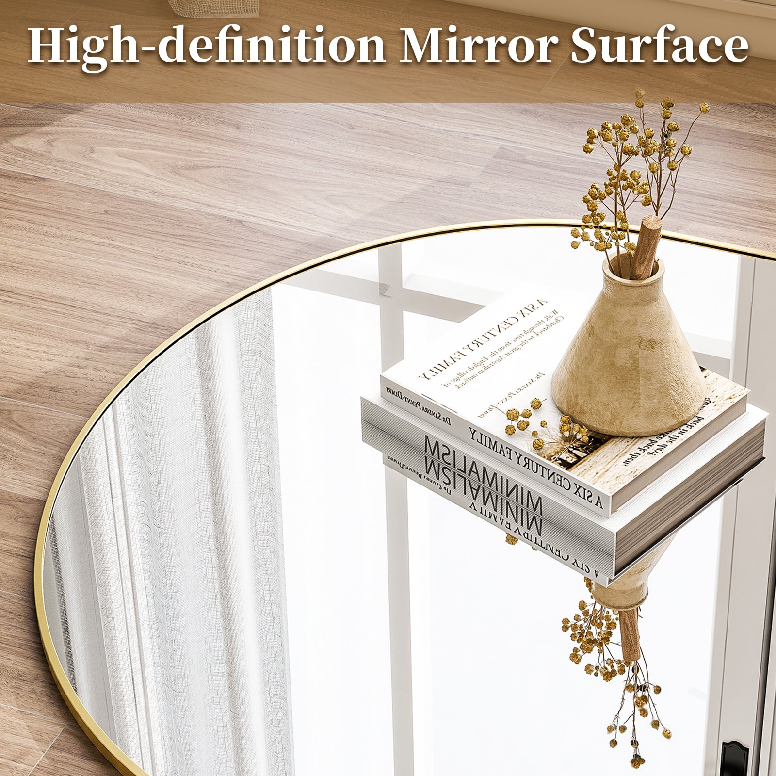 Anyrose 71"x30" Arched Full Length Mirror Floor Mirror Wall-Mounted Leaning Mirror, Gold