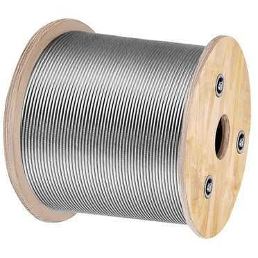 KFFKFF 1/8" x 500ft Stainless Steel Cable,7x7 Wire Rope 316 Marine Grade, Braided Aircraft Cable