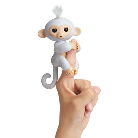 Fingerlings Glitter Monkey - Sugar (White Glitter) - Interactive Baby Pet - By