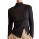 thumbnail image 1 of Camiseta básica de manga larga para mujer: cuello alto, corte ajustado, elástica y ligera, blusa para combinar con otras prendas, ideal para hacer ejercicio o para un look informal., 1 of 3