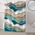 thumbnail image 5 of Fabric Shower Curtain, Gradient Ocean Waves Khaki Turquoise Gradient Waves Shower Curtains with 12 Hooks Waterproof Machine Washable Bath Curtains for Bathroom,54 x 78in, 5 of 6