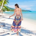 thumbnail image 7 of FORMRS Womens Long Sarong Beach Wrap Semi-Sheer Bikini Skirt Bathing Swimsuit Cover Up, Colorful Abstract Eagle, 7 of 7
