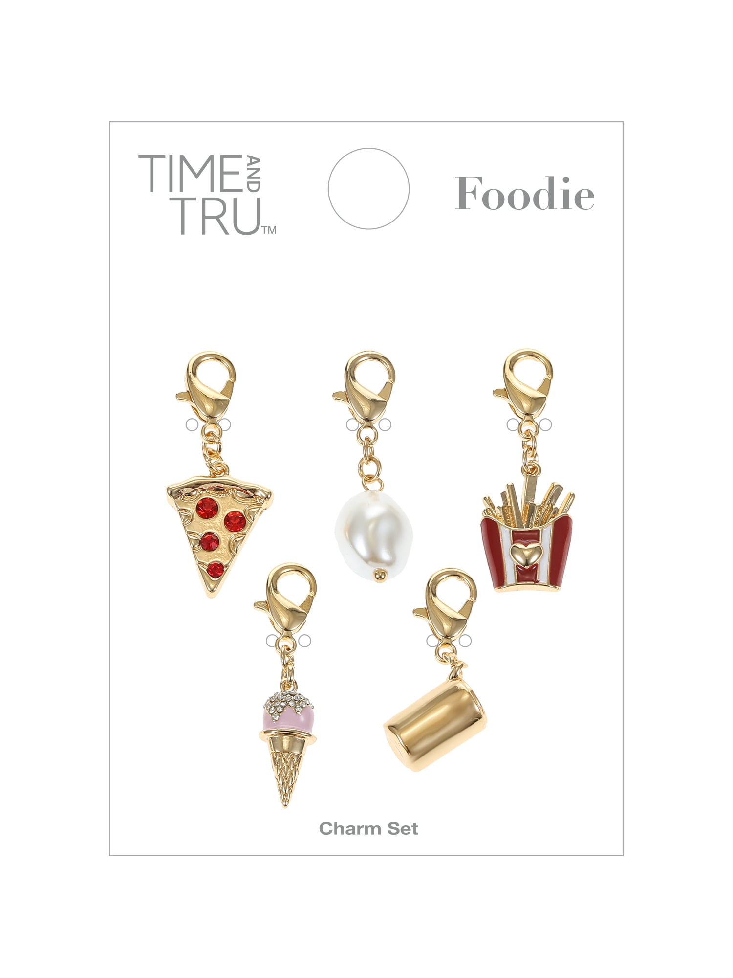 Time and Tru Goldtone Multi Charm Set, Favorite Foods, 5 Pieces