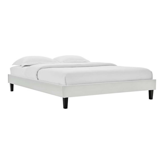 Modway Reign Full Performance Velvet Platform Bed Frame in Light Gray