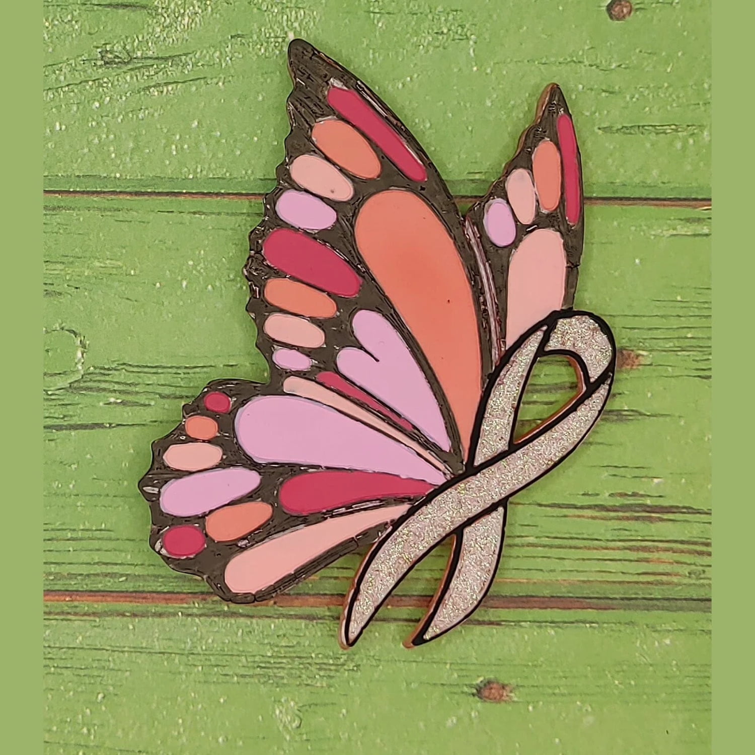 Awareness Ribbon with Butterfly Silicone Freshie Mold