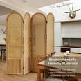 thumbnail image 6 of 4 Panel Room Divider and Folding Privacy Screen, 5.6 Ft Foldable Double Hinged Rattan Partition, Hand-Woven Rattan Room Divider Portable Wood Freestanding Wall Divider for Room Separation - Natural, 6 of 18