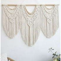 GOSCHE Macrame Wall Hanging Boho Wall Decor for Living Room, 43"*32" Large Cotton Tapestry for Bedroom Farmhouse Woven Wall Art for Home Decor
