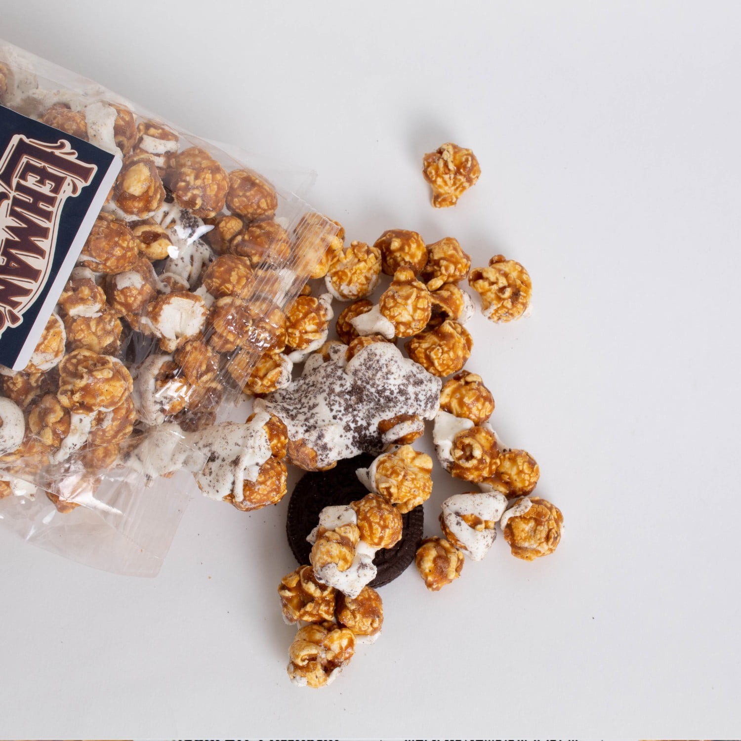 South Bend Chocolate Company Caramel Popcorn Snack Mix, 1 lb bag, Crunchy Popped Corn Treat, Chocolate Cookie Flavor