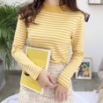 thumbnail image 5 of Autumn Winter Women Stripe Sweater Half-turtleneck Rolled Edges Thin Pullover Lady Skinny Elastic Long Sleeve Casual Knitted Top, 5 of 5