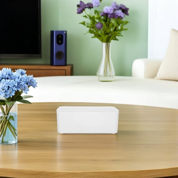 ADDHAT Desktop Tissue Dispenser with Pullout Opening White Plastic for Bathroom Living Room Use