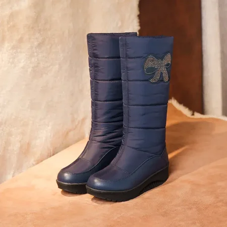 

Bow Decor Thermal Lined Snow Boots Fashion Fall Winter Faux Leather Warm Boots