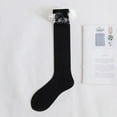 thumbnail image 1 of Zhuge 3 pares de calcetines casuales de tubo de algodón hasta la rodilla para mujer, calcetines largos hasta la rodilla de punto sólido, regalo para toda la temporada, elásticos, suaves (negros), 1 of 2