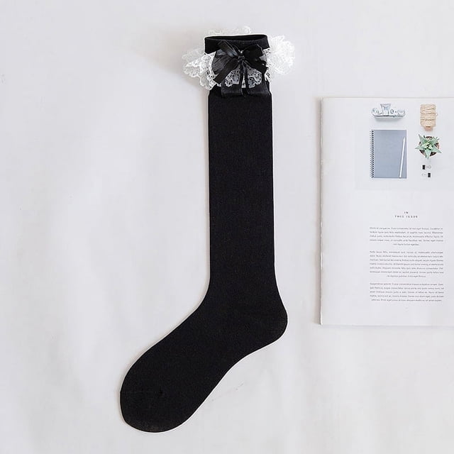 Zhuge 3 pares de calcetines casuales de tubo de algodón hasta la rodilla para mujer, calcetines largos hasta la rodilla de punto sólido, regalo para toda la temporada, elásticos, suaves (negros)