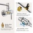 thumbnail image 6 of WOWOW Brass Wall Mounted Pot Filler Faucet with Double Joint Swing Arms, Commercial Kitchen Pot Faucet in Brushed Nickel, 6 of 6
