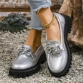 thumbnail image 6 of Miluxas Loafers for Women , Platform Chunky Loafers & Slip On Casual Shoes Silver 9.5(43), 6 of 9