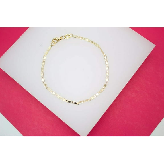 18K Gold Filled 2mm Flat Diamond Cut Mariner Bracelet (I317)