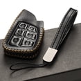 thumbnail image 5 of Vitodeco Genuine Leather Smart Key Fob Case with Leather Key Strap Compatible for 2021 Chevrolet Suburban Tahoe (6-Button, Black), 5 of 6