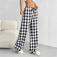 thumbnail image 3 of yillto Plaid Pant for Womens Lounge Loose Pajamas Pants Soft Drawstring Bottoms Casual Sleepwear, 3 of 7
