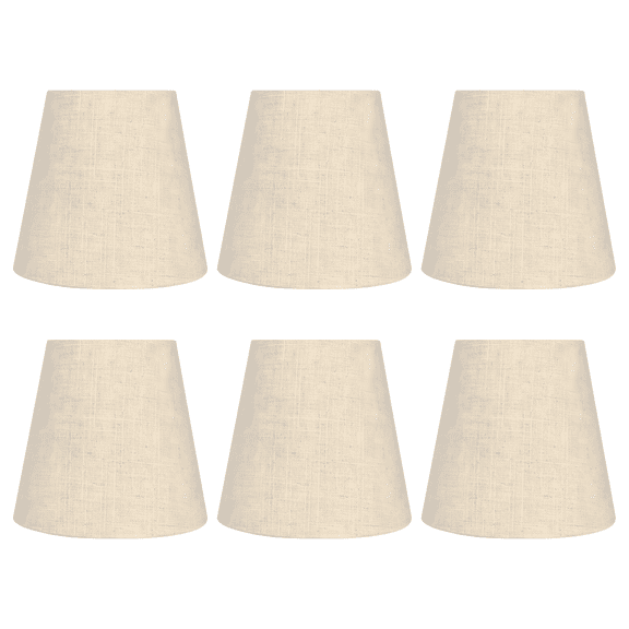 6 Pcs Beige Linen Lamp Shades, 5.5 x 3.5 x 5.1 in / 14 x 9 x 13 cm Fabric Lampshade with Elegant Design, Small Lamp Shade for Chandelier, Wall Lamp, Pendant Lamp