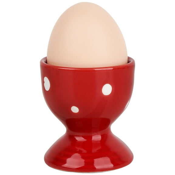 2 Pack Polka Dot Egg Cups, Ceramic Egg Holders for Soft or Hard Boiled Eggs, Breakfast Table Decor, Red