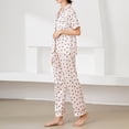 thumbnail image 3 of Gibobby Pijamas mujer invierno Camisón de mujer Conjunto de pijamas Conjunto de lencería de mujer Sexy Nuevo Traje de sexy Satén Top de manga corta y pantalones(Rosa,G), 3 of 5