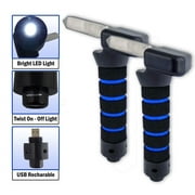2 Car Door Assist Handle Bar Automotive Standing Aid Cane & Window Breaker With USB Rechargeable Light - Help To Get Out Of Your Car Bar