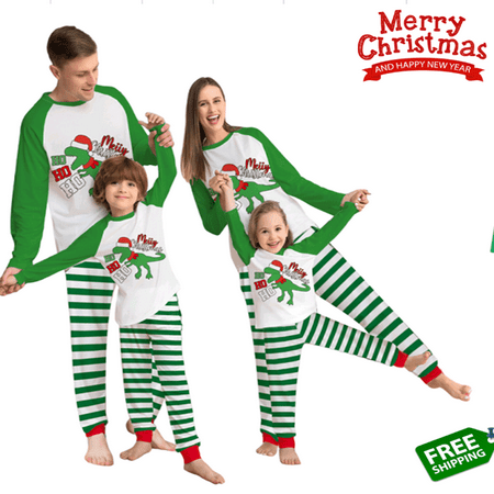 

Sunisery Family Matching Pajamas Set Parent-Child Letter Dinosaur Print O-Neck Long Sleeve Tops+ Plaid Long Pants