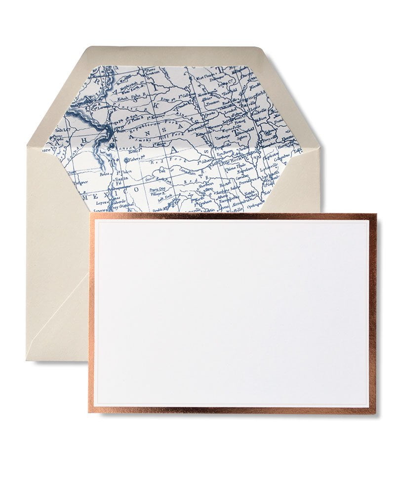 Stanley Vintage Map & Rose Gold Foil Note Cards, 12 count