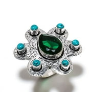 Chrome Diopside, Turquoise Gemstone 925 Sterling Silver Jewelry Ring Size 6