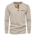 thumbnail image 1 of Camisa Henley De Pana De Casual, Playera Delgada De Manga La, 1 of 8