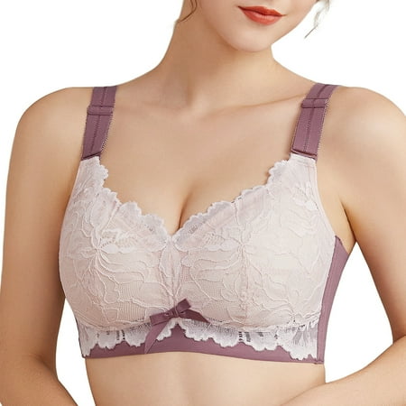 AILIVIN Bras for Women Wireless Full Figure Comfort Minimizer No Wire Plus Size Bra Full Coverage Wirefree Cute Comfy Wide Strap Lifting Up Minimizering Comfortable Womens Bras Purple 38B 38 B