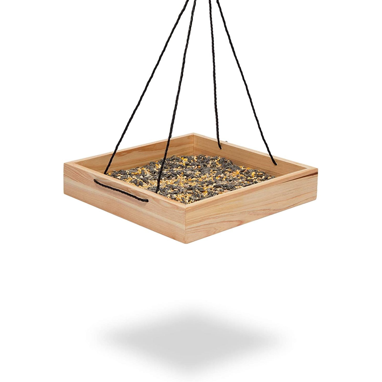 Large Cedar Wood Hanging Bird Feeder Platform 