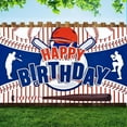 thumbnail image 2 of TIELUTT Bannière Colorée d'Anniversaire de Baseball en Tissu à Rayures Rouges et Bleues Thème Baseball pour Garçons Bannière d'Halloween Drapeau Extérieur Vol 2 Manga Chemins de Table à Café 48 Pouces de Long Bannières pour Roo, 2 of 7