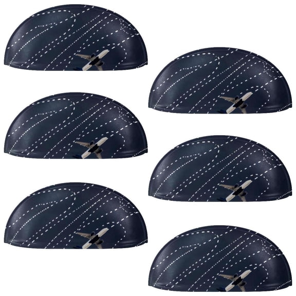PhooArto 6 Pcs Cup Drawer Pulls, Dashed Path Lines Airplane Shell Shape Handles Cabinet Knobs for Dresser Cupboard Closet Wardrobe with Screws