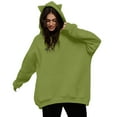 thumbnail image 2 of Penkiiy Womens Oversized Ears Hoodies Casual Long Sleeve Fleece Sweatshirts Pullover Sweaters Teen Girls Preppy Tops Clothes M Army Green, 2 of 6