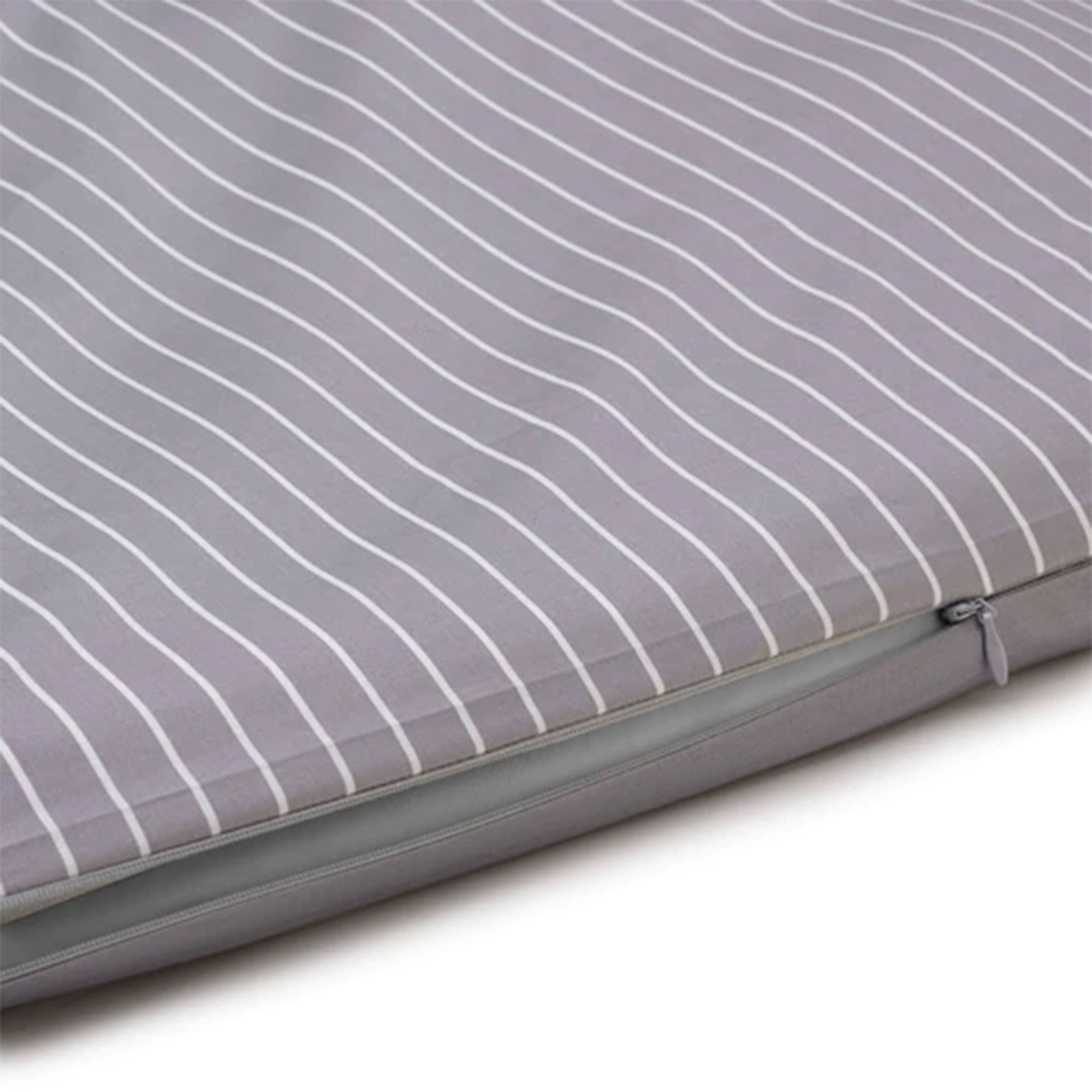Sleepgram Supima 400 Thread Count Cotton Duvet Cover, King, Grey Stripe