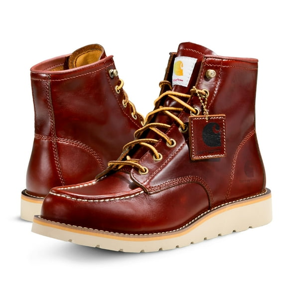 Botas Carhartt para hombre, 6 moc, con cuña, color rojo y marrón, talla 8W