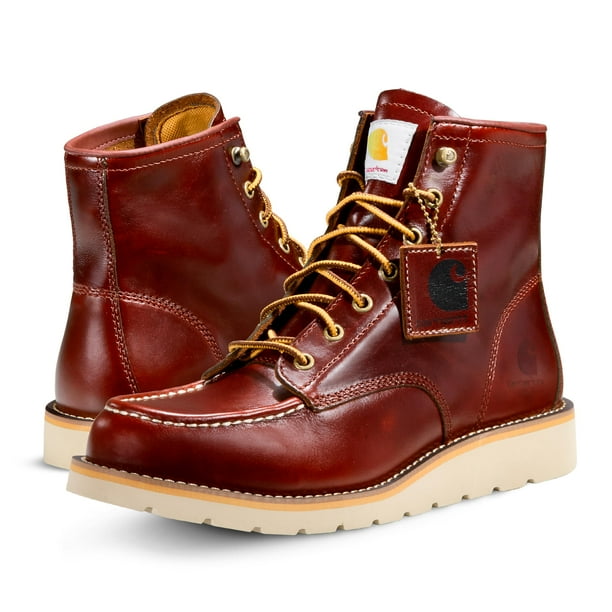 Botas Carhartt para hombre, 6 moc, con cuña, color rojo y marrón, talla 8W