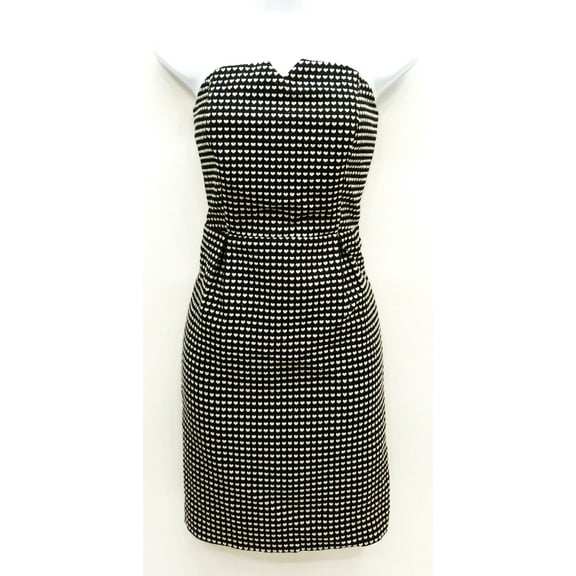 Kensie Black Strapless Heart Print Bodycon Party Dress, Women's XS