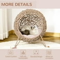 thumbnail image 5 of BOBOKY 20.5" Weaved Cat Bed, Elevated Hand-Woven Braided Banana Leaf Kitten House Condo with Cushion, Polyester, 20.5"D x 20.5"W x 22.75"H,Beige, 5 of 9