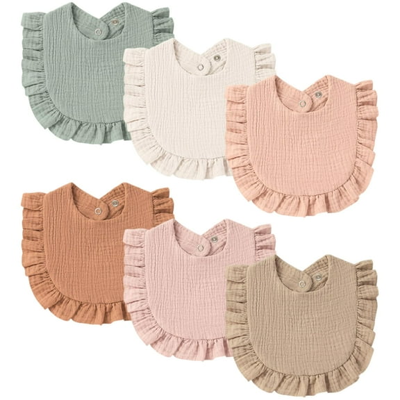 6Pack Baby Muslin Bibs Bandana Drool Bibs for Unisex Boys & Girls, Soft and Absorbent Cotton Teething Drooling Bib Set for Newborn Toddler