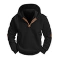 thumbnail image 5 of Kakii Mens Fashion Pullover Hoodies Long Sleeve Thermal Drawstring Button Texture Hooded Sweatshirt, 5 of 8