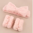 thumbnail image 3 of BLSCODE SPA Headband Wristbands Set Makeup Headband Wrist Towels for Washing Face Fuzzy Bow Headbands Soft Facial Head Bands Shower Skincare Hair Party Supplies Skin Pink, 3 of 7