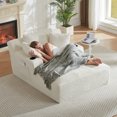 thumbnail image 3 of GNIXUU Oversized Boneless Chaise Chair Bed, Comfy Fluffy Lounge Sofas Upholstered Sleeper Sofa Couch with Throw Pillows and Armrests, Corduroy Plush Cloud Couches for Living Room, Office,White, 3 of 8