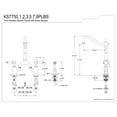 thumbnail image 5 of Kingston Brass KS7758PLBS English Country Two-Handle 3-Hole Deck Mount Bridge Kitchen Faucet with Brass Side Sprayer in Brushed Nickel, 5 of 7