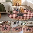 thumbnail image 5 of Texas Star Farmhouse Round Area Rug 5Ft Washable Circle Rugs for Living Room Bedroom, Rustic Red Plaid Berry Wooden Non-Slip Carpet Floor Mats Indoor Outdoor Carpet Runner Aesthetic Home Decor, 5 of 8