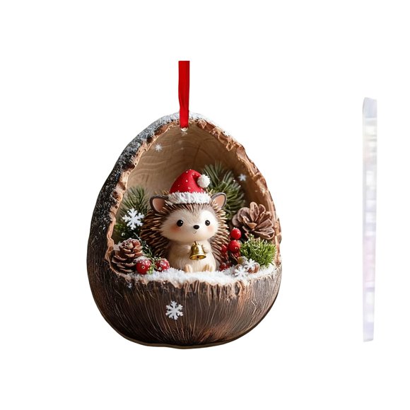 Adorno navideño de animales del bosque de 10 cm | Colgante acrílico para árbol de Navidad | Diseño caprichoso de animales del bosque | Decoración de temporada duradera para árboles, coronas, centros