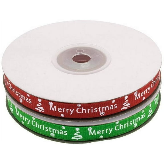 50 Yards 3/8" Wide Christmas Ribbon for Gifts Package Wrapping, Hair Bow Clip Accessory Making, Holiday Christmas Grosgrain Ribbon Set, Winter Season Festival DIY Crafts Decor (Red Green)