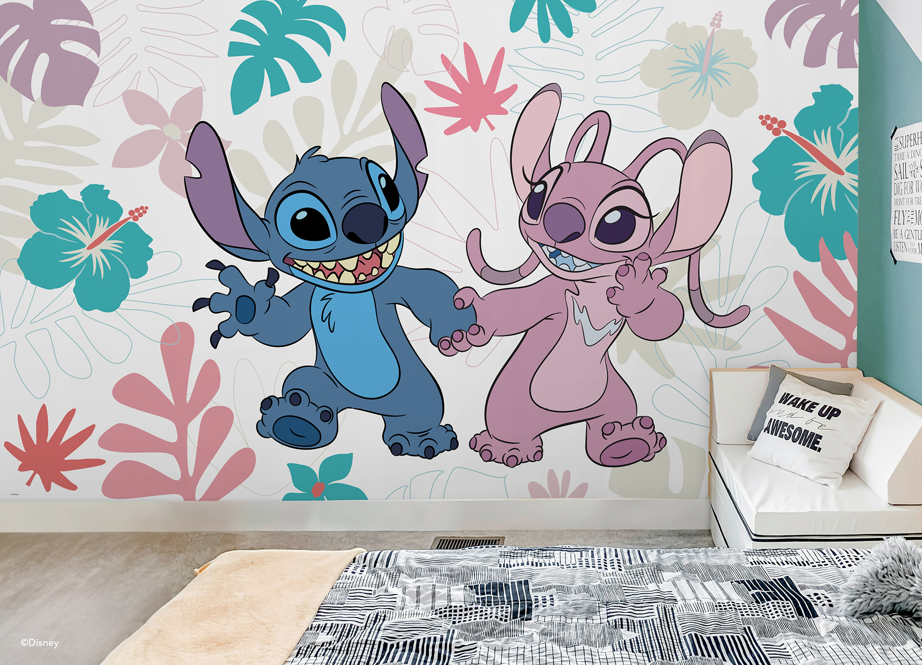 Disney Stitch and Angel Peel and Stick Mural